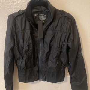 Women's Black Bomber  style windbreaker Jacket